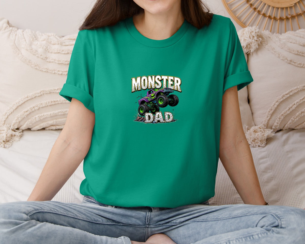 brand:Bella Canvas|color:Kelly|Fathers Day Monster Truck T Shirtdesign Graphic T-Shirt