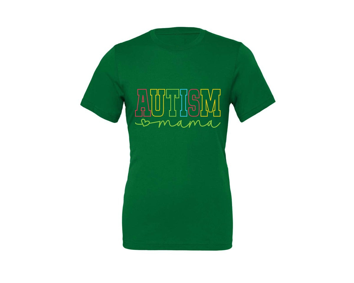 brand:Generic|color:Kelly|Autism Mama Awareness Graphic T-Shirt