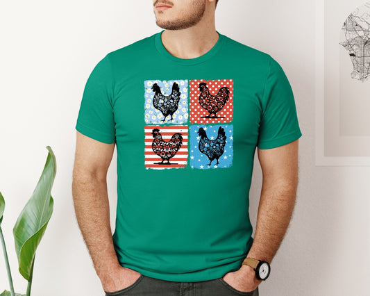 Happy 4Th Of July Farm Chicken Graphic T-Shirt