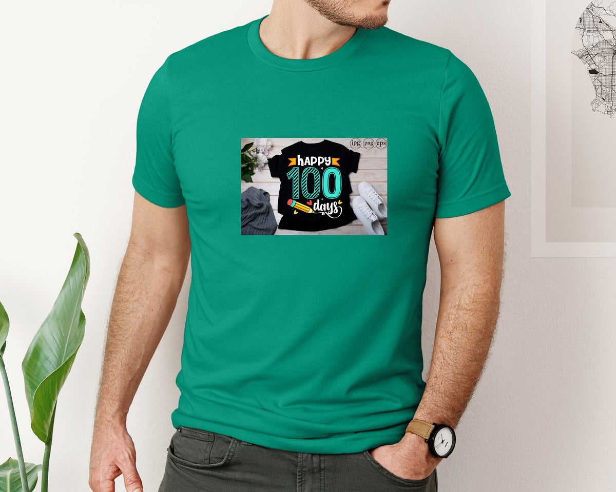 brand:Bella Canvas|color:Kelly|100 Days Of School Shirt 10 Graphic T-Shirt