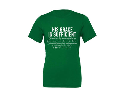 brand:Generic|color:Kelly|His Grace Is Sufficient 2 Corinthian Graphic T-Shirt