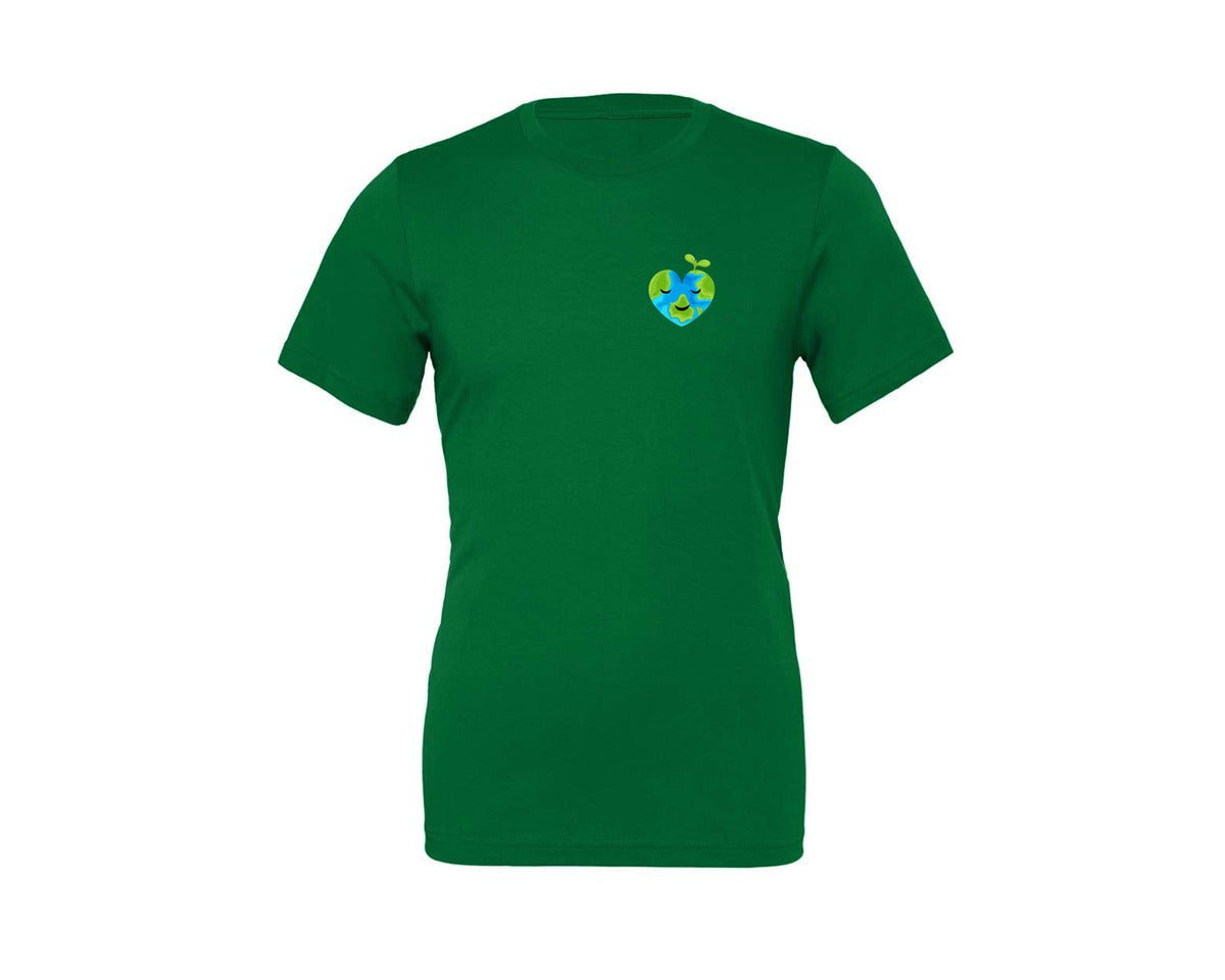 brand:Generic|color:Kelly|Love Heart Earth Globe Pocket Design Graphic T-Shirt