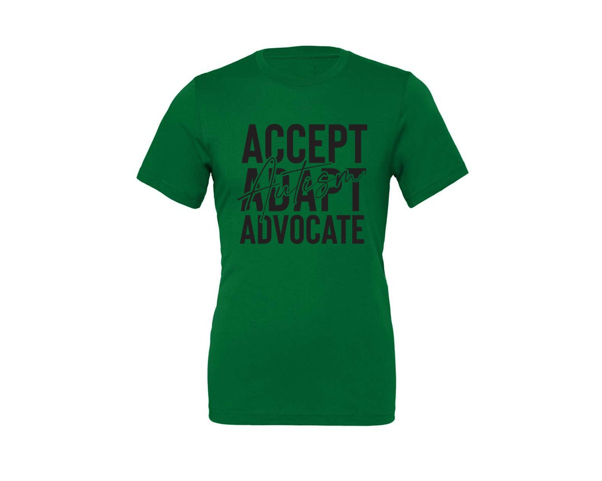brand:Generic|color:Kelly|Accept Adapt Advocate Autism Graphic T-Shirt