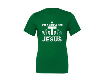 brand:Generic|color:Kelly|Christian Guitar Im A Simple Man Graphic T-Shirt