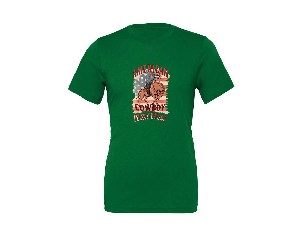 brand:Generic|color:Kelly|American Cowboy Wild West Vintage 2 Graphic T-Shirt