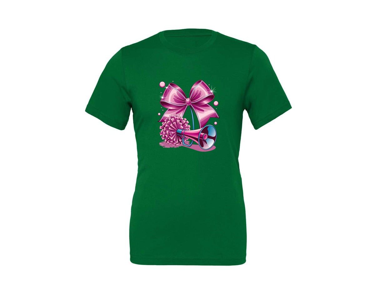 brand:Generic|color:Kelly|Cheerleading Bow Pom Poms Graphic T-Shirt