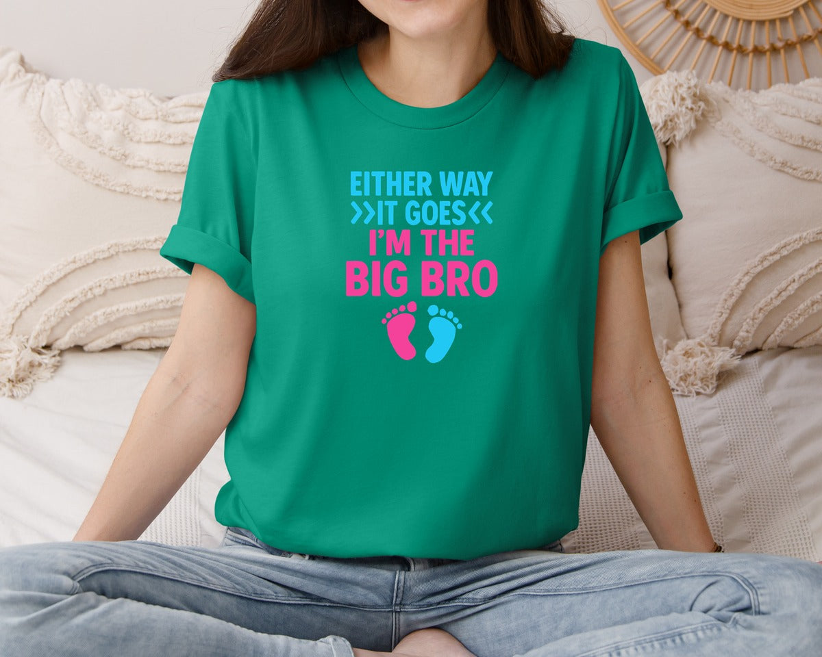 brand:Bella Canvas|color:Kelly|Big Bro Gender Reveal T Shirt Graphic T-Shirt