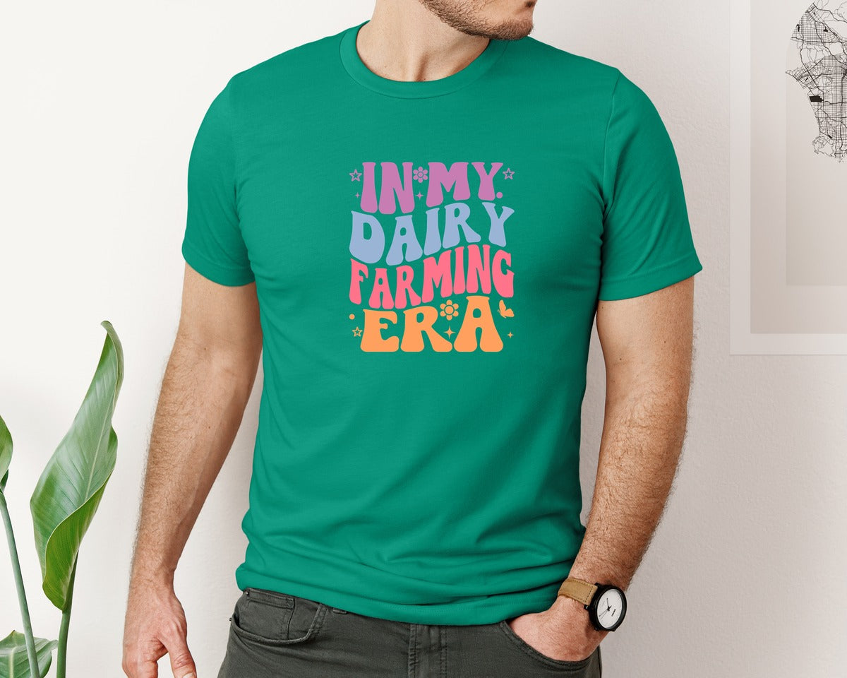 brand:Bella Canvas|color:Kelly|In My Dairy Farming Era Groovy T Shirt Graphic T-Shirt