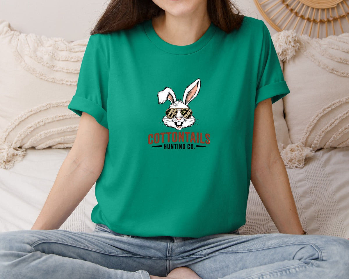 brand:Bella Canvas|color:Kelly|Cottontail Hunting Co Boy Egg Hunt Graphic T-Shirt