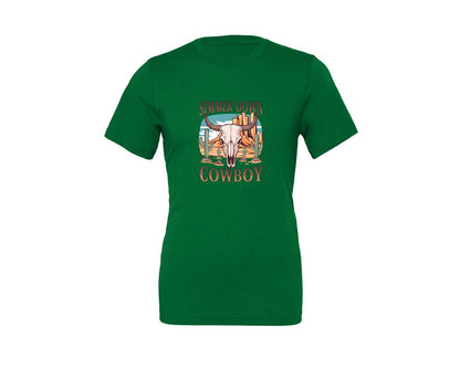 brand:Generic|color:Kelly|Simmer Down Cowboy Western Skull 2 Graphic T-Shirt