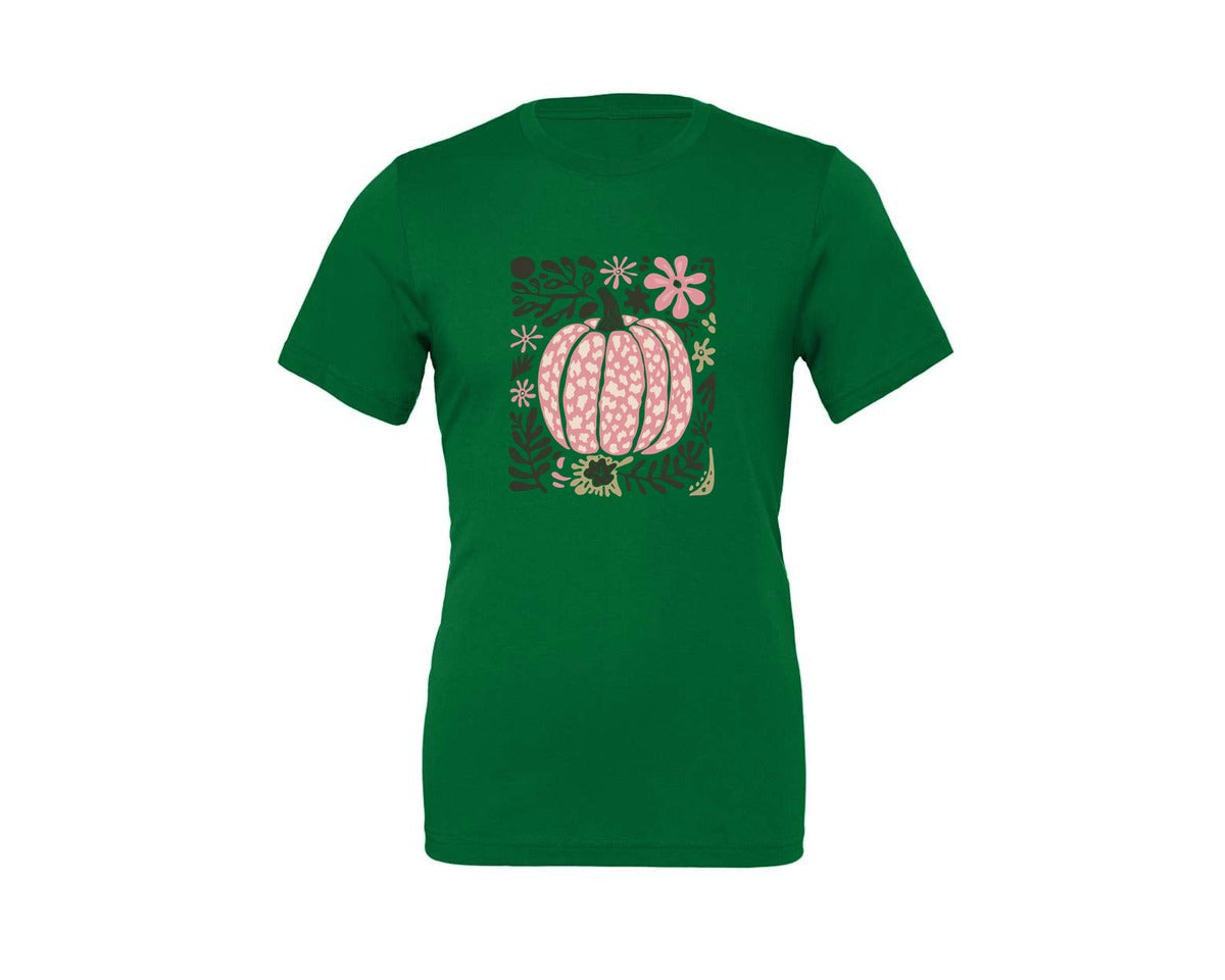 brand:Generic|color:Kelly|Boho Fall Pumpkin Leopard Pumpkin Graphic T-Shirt