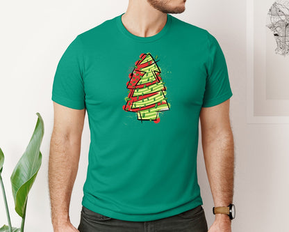 brand:Bella Canvas|color:Kelly|Christmas Tree Cookie Brushstroke Graphic T-Shirt