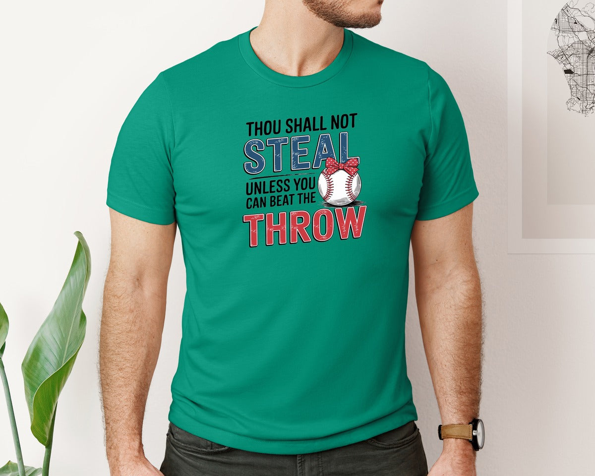 brand:Bella Canvas|color:Kelly|Baseball Thou Shall Not Steal Graphic T-Shirt