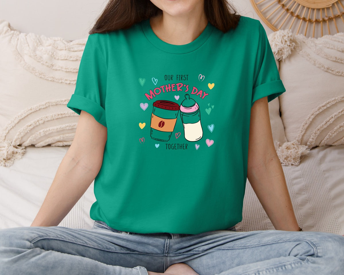 brand:Bella Canvas|color:Kelly|First Mothers Day Mama Baby Matching Graphic T-Shirt