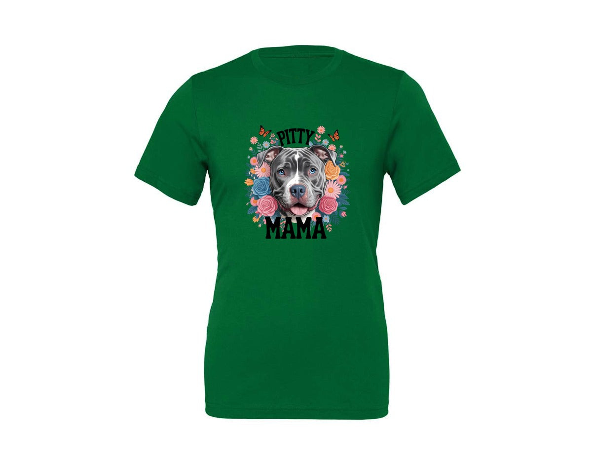 brand:Generic|color:Kelly|Pitty Mama Cute Pitbull Dog Graphic T-Shirt