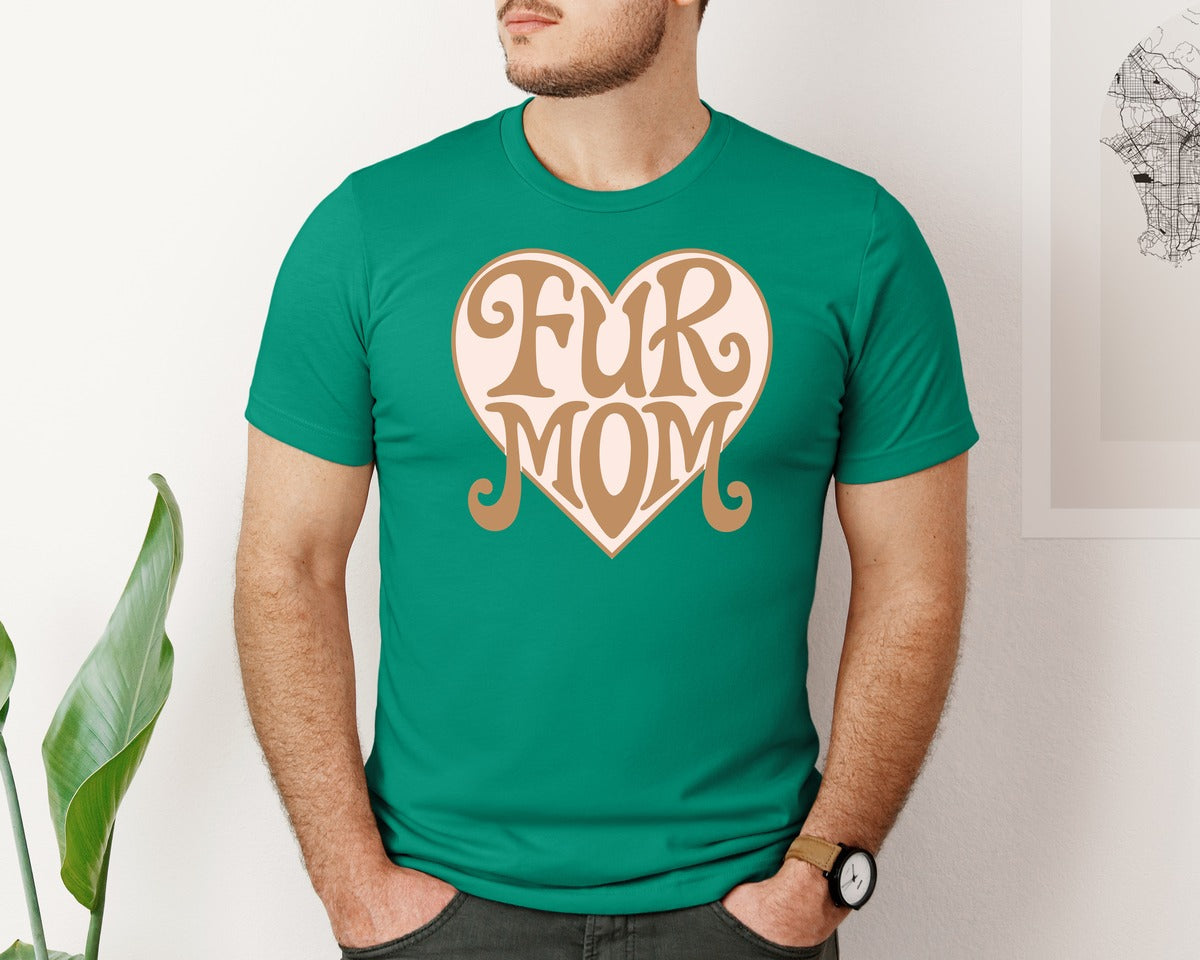 brand:Bella Canvas|color:Kelly|Fur Mom Cute Crazy Cat Lady Quote Graphic T-Shirt