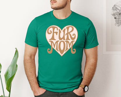 brand:Bella Canvas|color:Kelly|Fur Mom Cute Crazy Cat Lady Quote Graphic T-Shirt