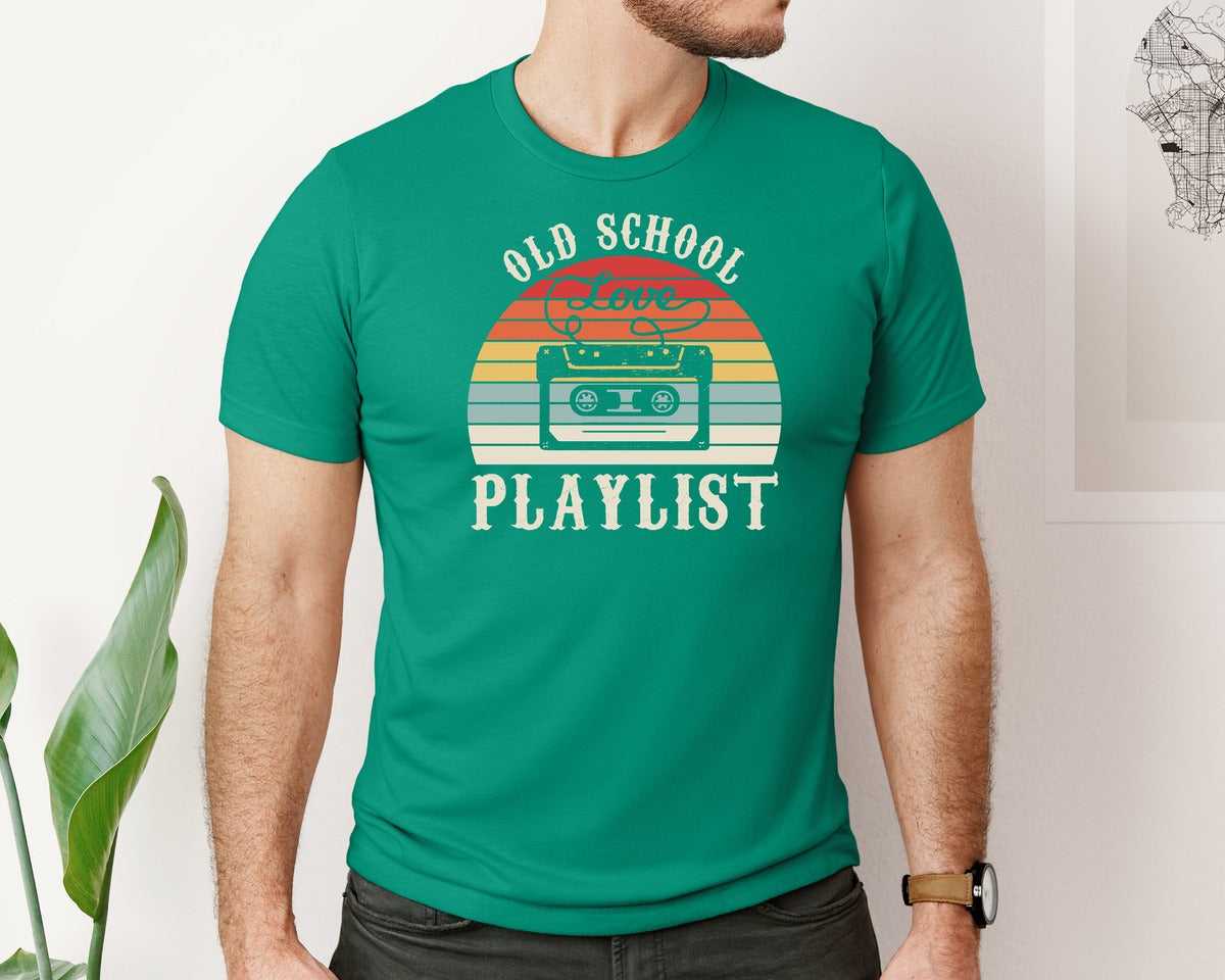 brand:Bella Canvas|color:Kelly|Old School Playlist 70S 80S 90S T Shirts Graphic T-Shirt