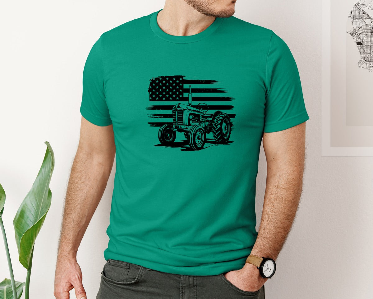 brand:Bella Canvas|color:Kelly|Tractor Flag Vector T Shirt Design Graphic T-Shirt