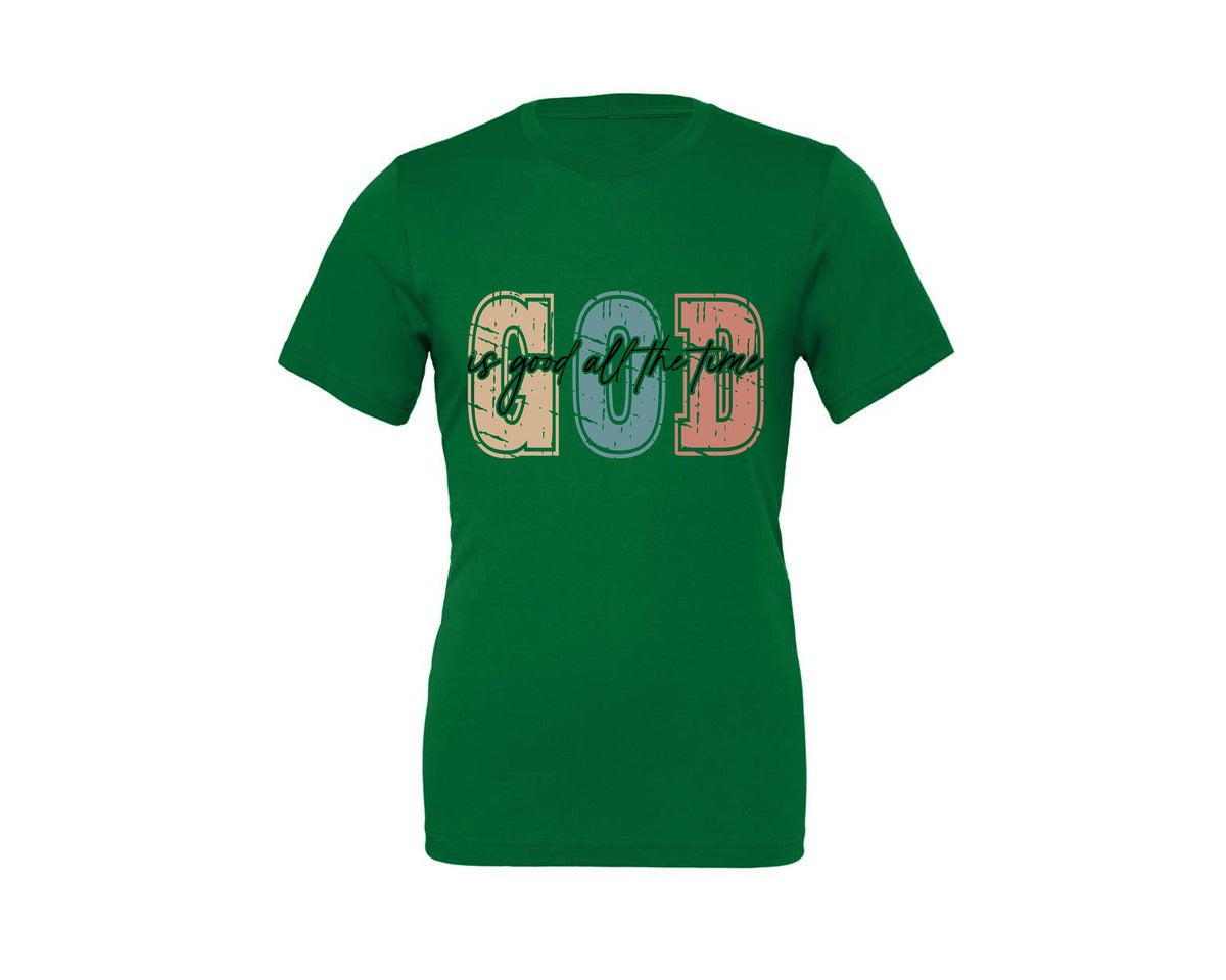 brand:Generic|color:Kelly|Christian God Is Good All The Time 8 Graphic T-Shirt