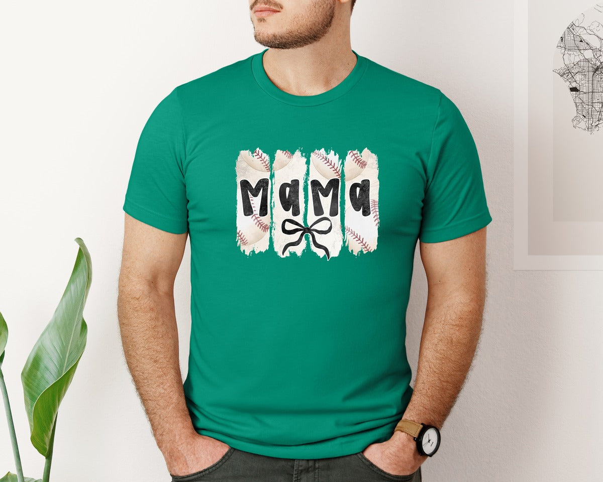 brand:Bella Canvas|color:Kelly|Coquette Baseball Mama 2 Graphic T-Shirt