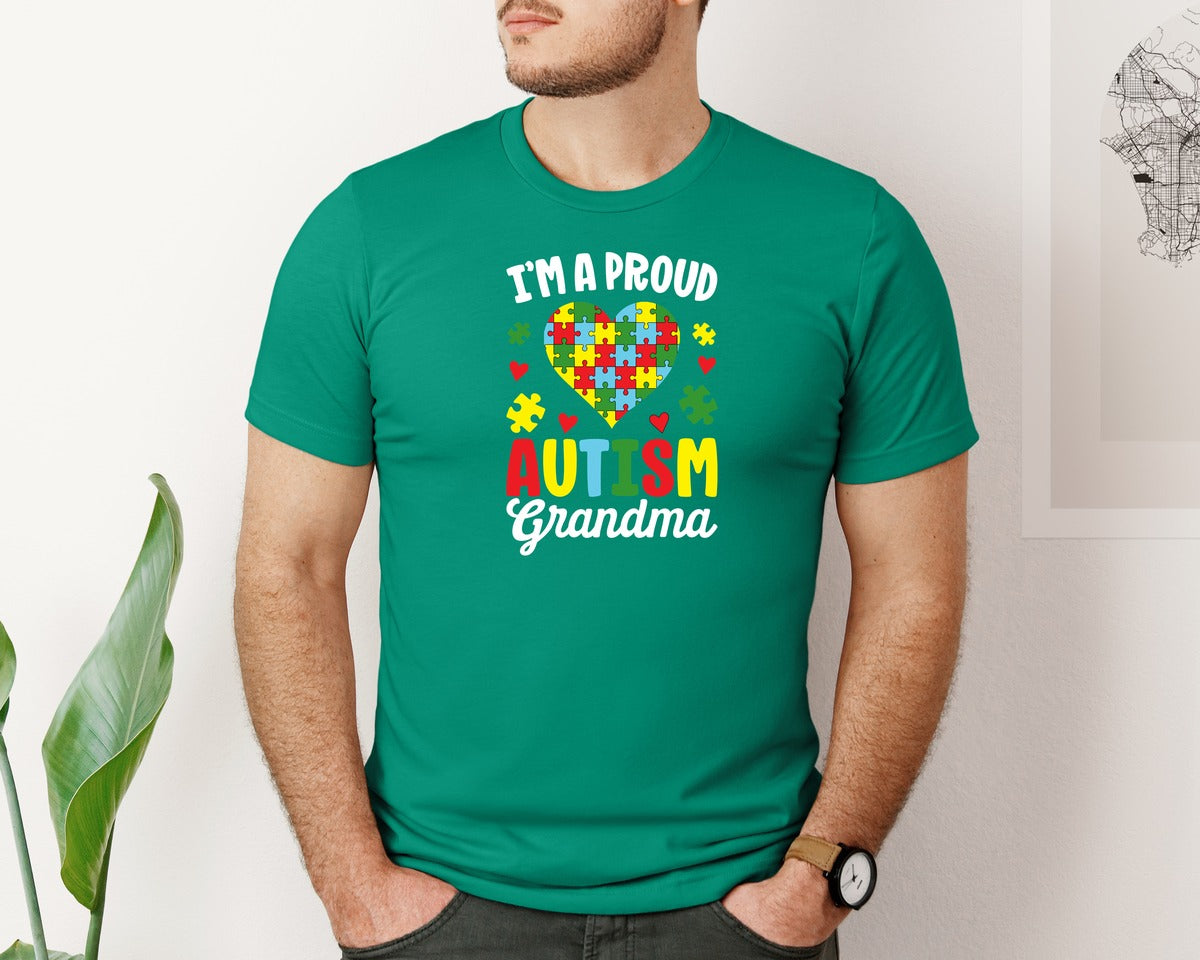 brand:Bella Canvas|color:Kelly|Im A Proud Autism Grandma T Shirt Graphic T-Shirt