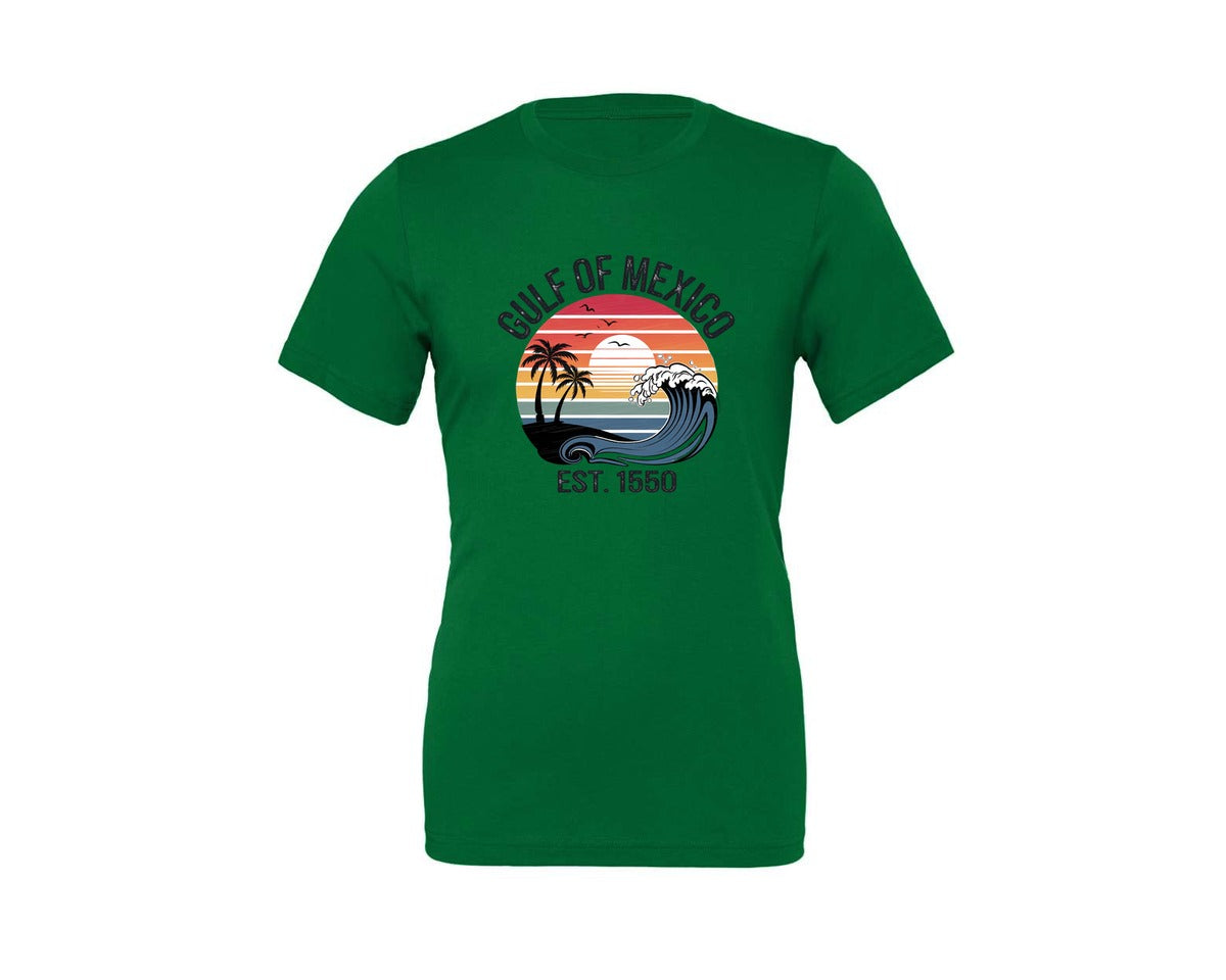 brand:Generic|color:Kelly|Gulf Of Mexico Sunset Graphic T-Shirt