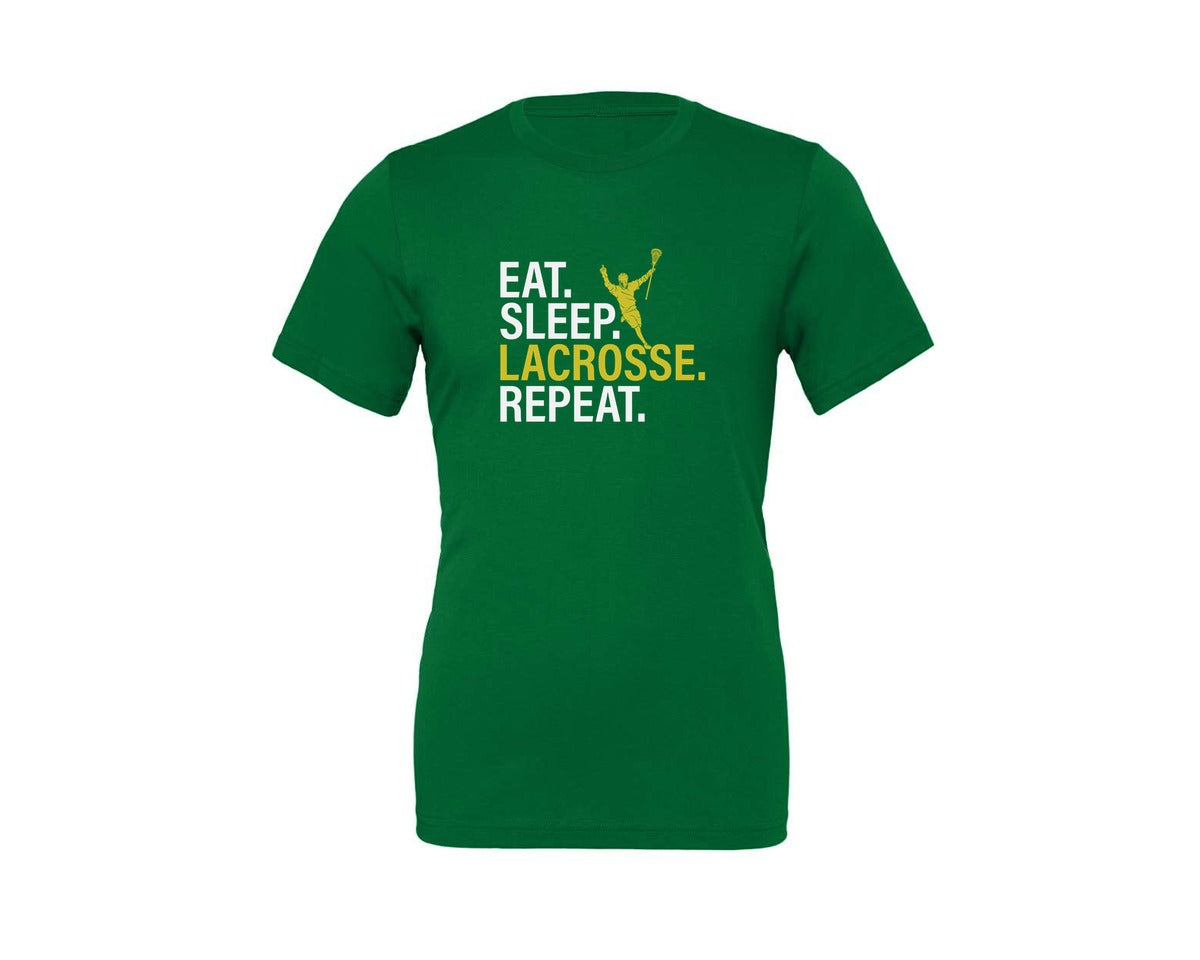 brand:Generic|color:Kelly|Eat Sleep Lacrosse Repeat Sports Team Graphic T-Shirt