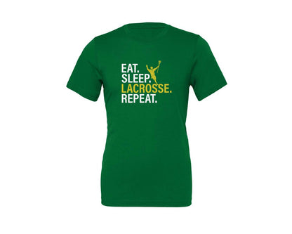 brand:Generic|color:Kelly|Eat Sleep Lacrosse Repeat Sports Team Graphic T-Shirt