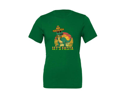 brand:Generic|color:Kelly|Lets Fiesta Dinosaur Cinco De Mayo Graphic T-Shirt
