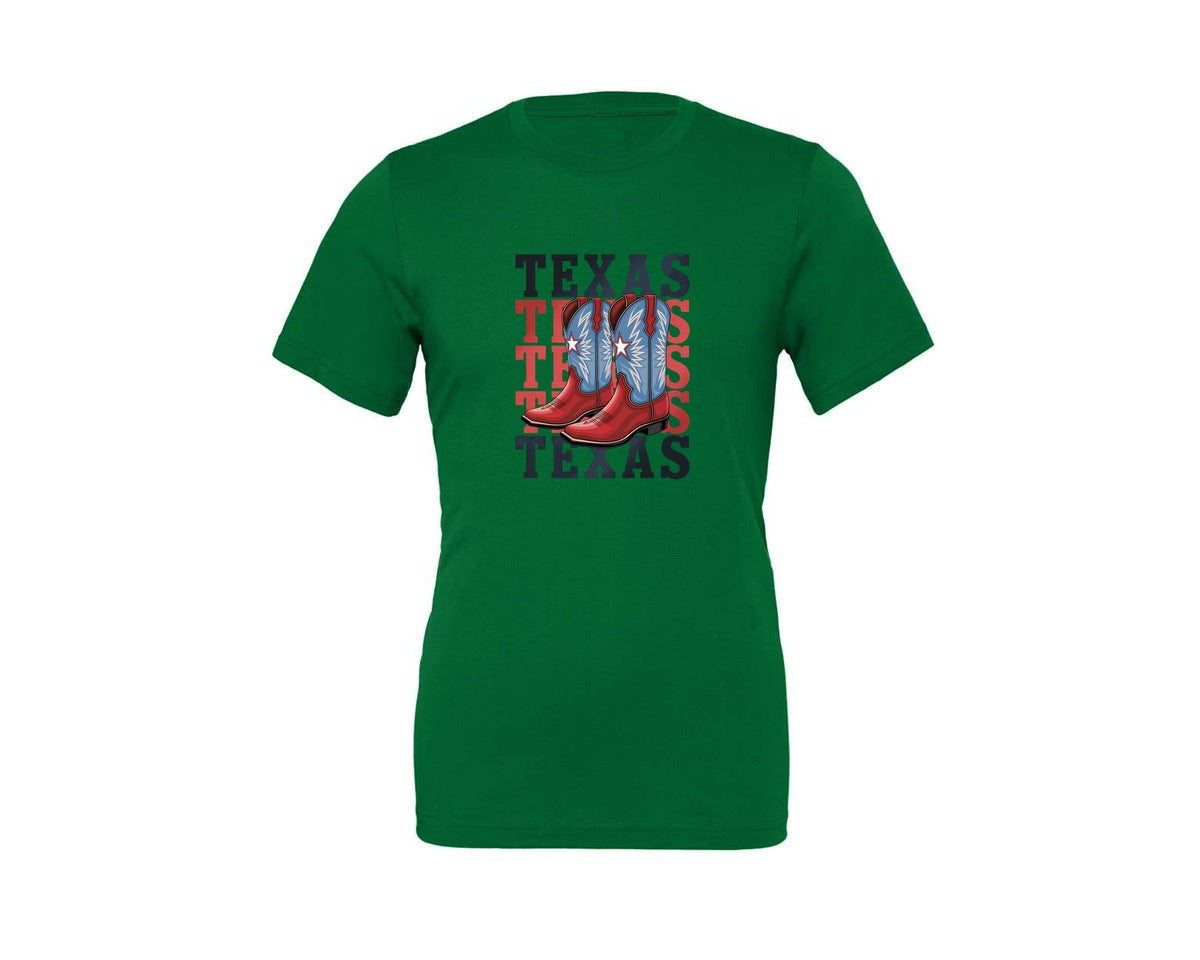 brand:Generic|color:Kelly|Texas Cowboy Boots Western Rodeo 4 Graphic T-Shirt