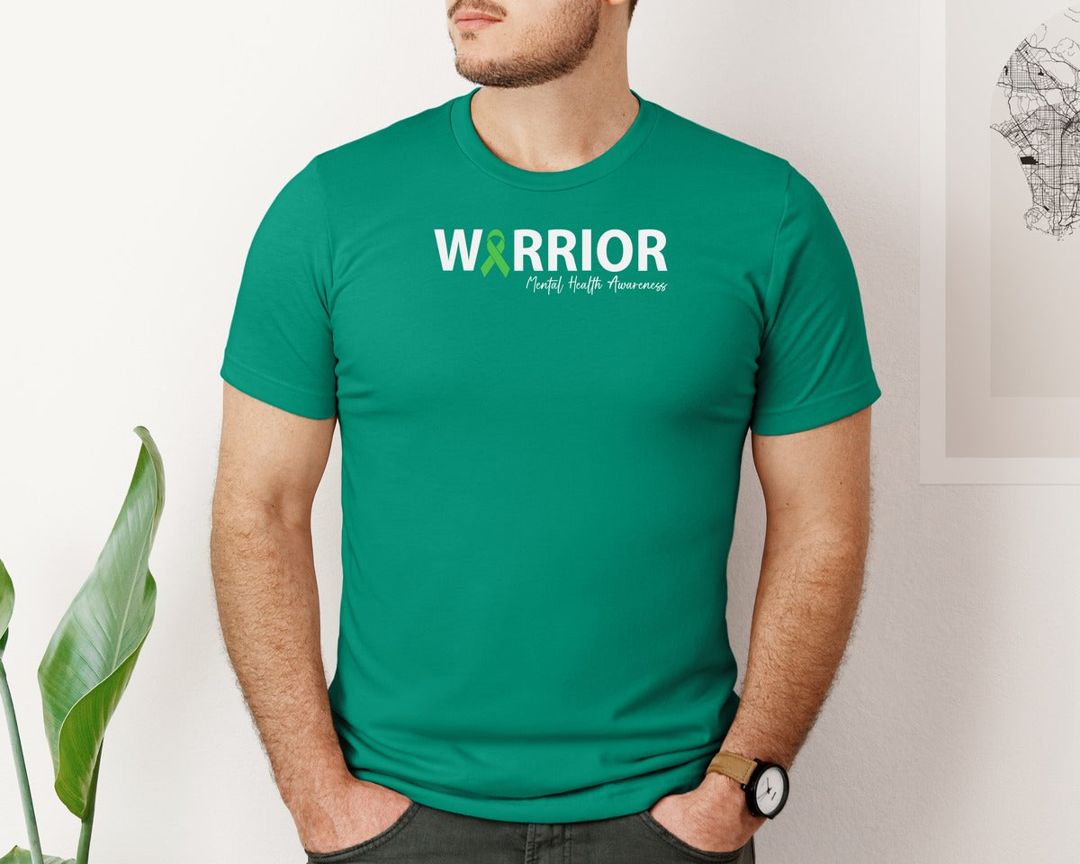 brand:Bella Canvas|color:Kelly|Mental Health Awareness Green Ribbon T S 2 Graphic T-Shirt