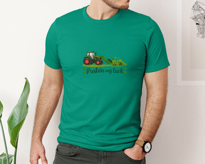 brand:Bella Canvas|color:Kelly|Pushin My Luck St Patricks Day 3 Graphic T-Shirt