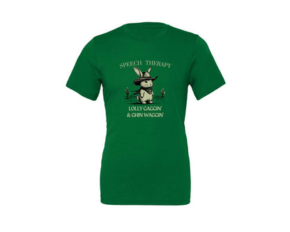 brand:Generic|color:Kelly|Retro Cowboy Bunny Speech Therapy Tee Graphic T-Shirt