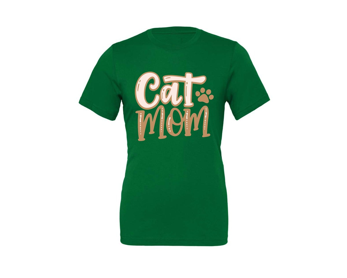 brand:Generic|color:Kelly|Cat Mom Cute Crazy Cat Lady Quote Graphic T-Shirt
