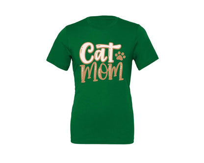 brand:Generic|color:Kelly|Cat Mom Cute Crazy Cat Lady Quote Graphic T-Shirt