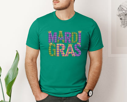 brand:Bella Canvas|color:Kelly|Mardi Gras Festive Des Graphic T-Shirt