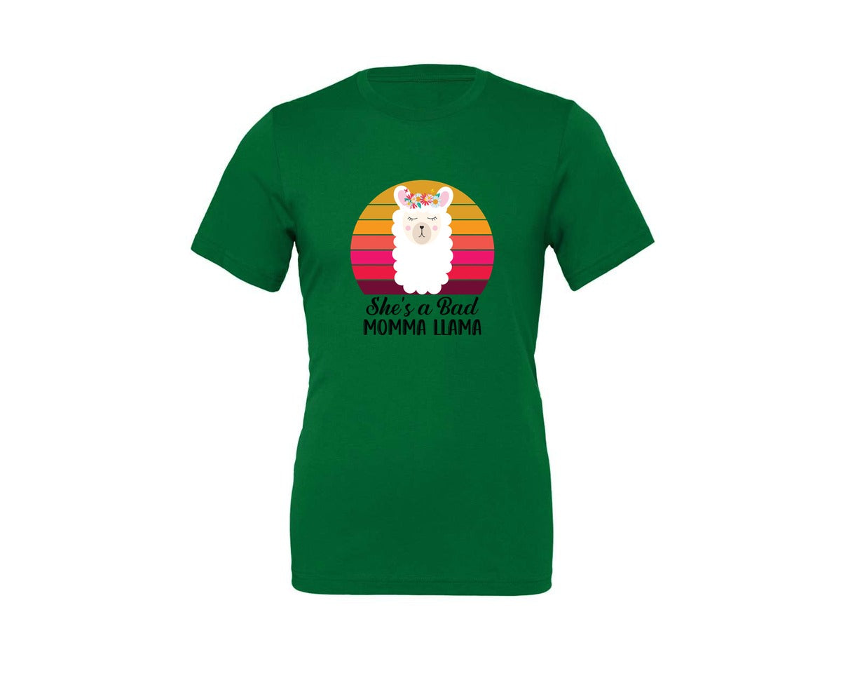 brand:Generic|color:Kelly|Shes A Bad Momma Llama Retro T Shirt Graphic T-Shirt