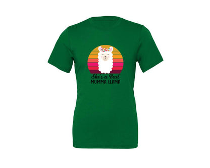 brand:Generic|color:Kelly|Shes A Bad Momma Llama Retro T Shirt Graphic T-Shirt