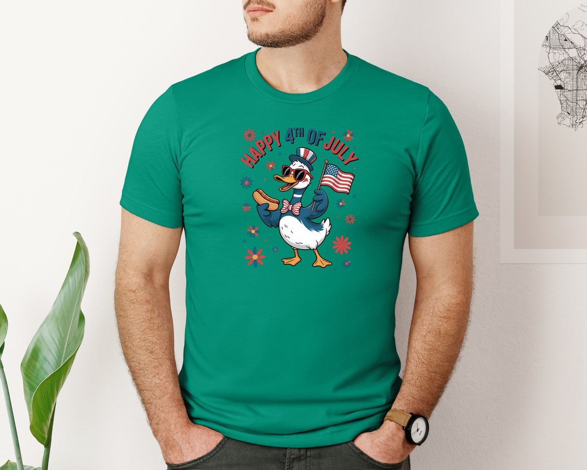 brand:Bella Canvas|color:Kelly|Funny 4Th Of July Silly Goose Shirt Graphic T-Shirt