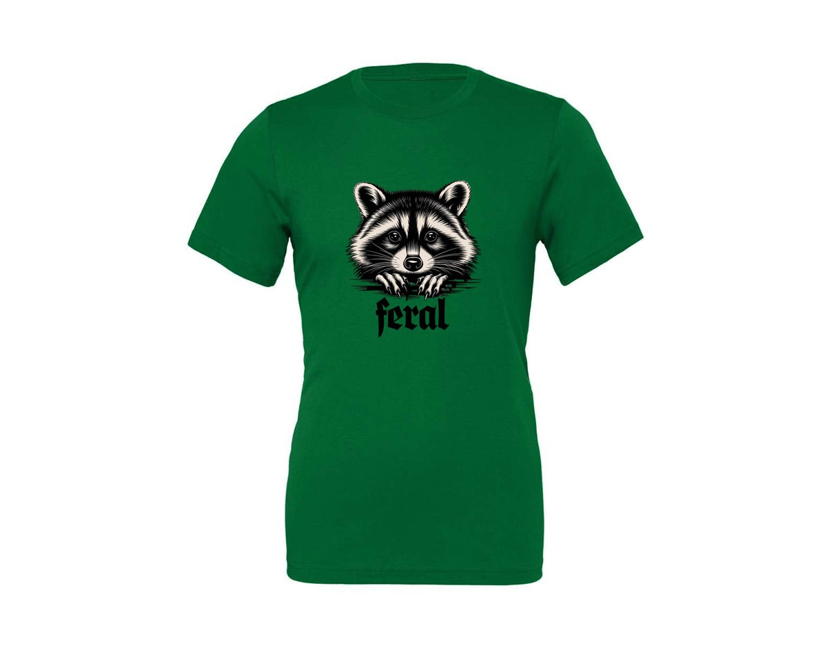 brand:Generic|color:Kelly|Feral Raccoon Gothic Grunge Wild Graphic T-Shirt