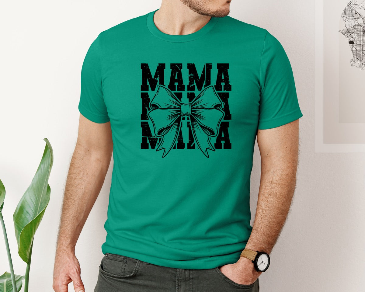 brand:Bella Canvas|color:Kelly|Mama Mom Mama Coquette Graphic T-Shirt