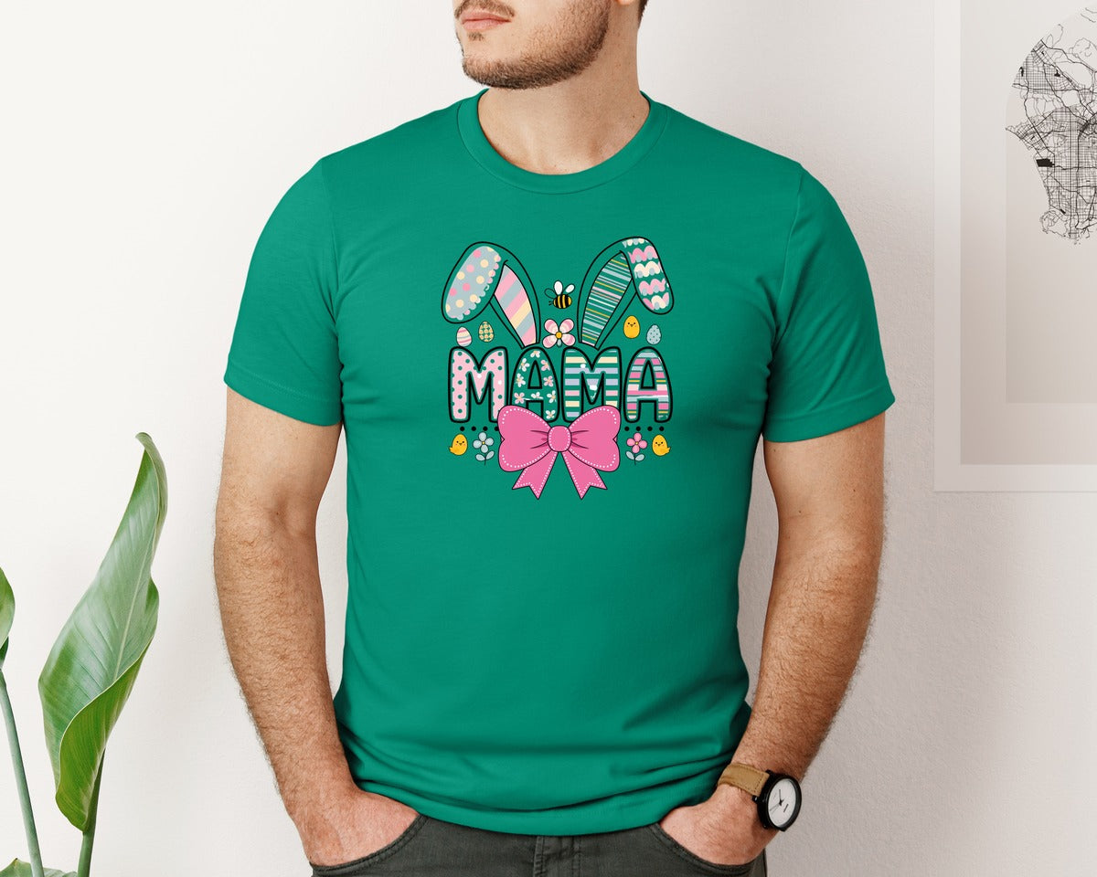 brand:Bella Canvas|color:Kelly|Easter Mama T Shirt Design Graphic T-Shirt