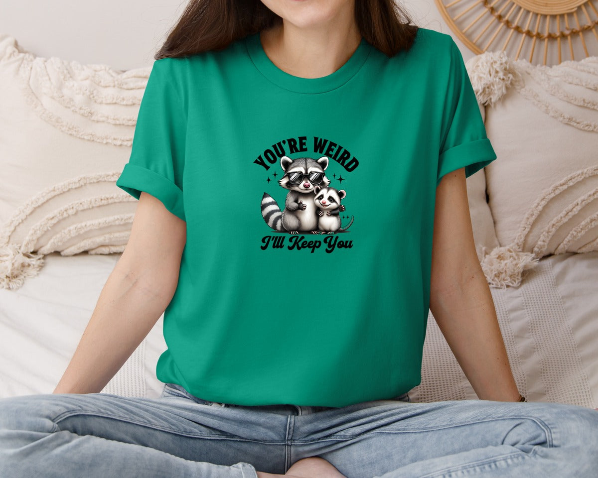 brand:Bella Canvas|color:Kelly|Funny Sarcastic Raccoon Possum Weird Graphic T-Shirt