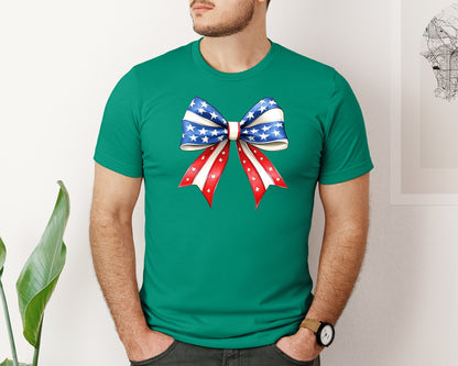 brand:Bella Canvas|color:Kelly|4Th Of July Bow Design T Shirt 7 Graphic T-Shirt