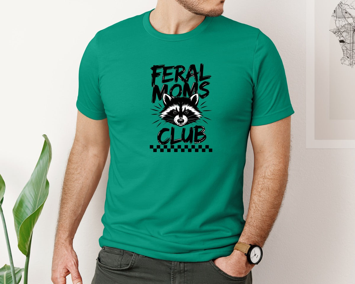 brand:Bella Canvas|color:Kelly|Feral Moms Club Mom Life Raccoon Graphic T-Shirt