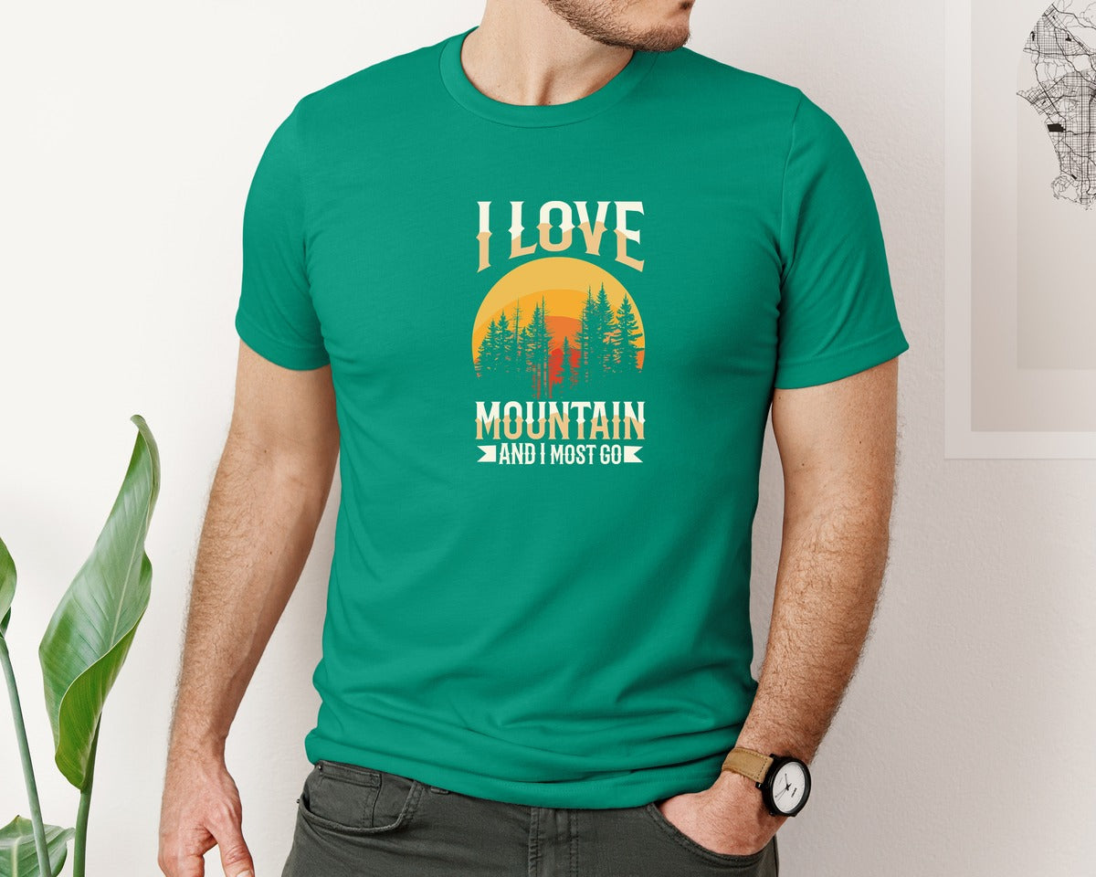 brand:Bella Canvas|color:Kelly|Wild Life Experience Mountain Hiking Tee 3 Graphic T-Shirt