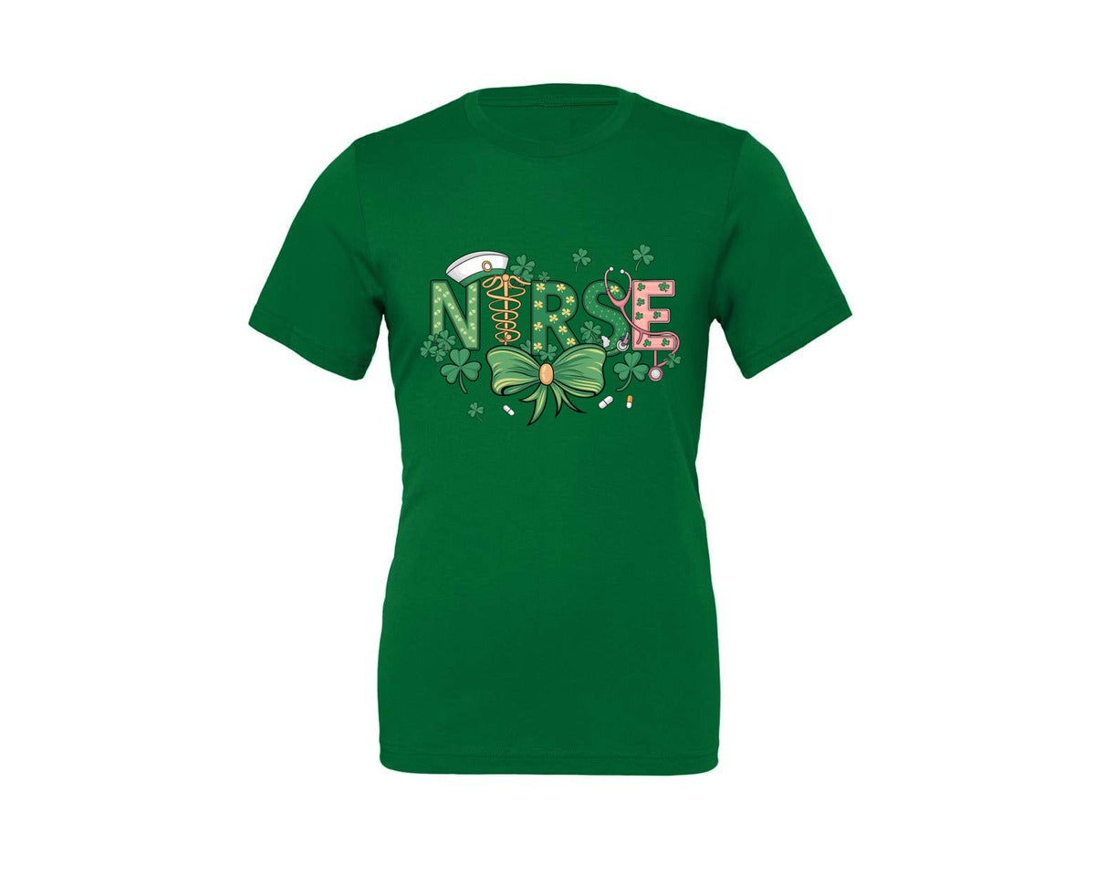 brand:Generic|color:Kelly|St Patricks Day Nurse Lucky Nurse 6 Graphic T-Shirt
