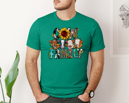 brand:Bella Canvas|color:Kelly|Cow Family Western Country Graphic T-Shirt
