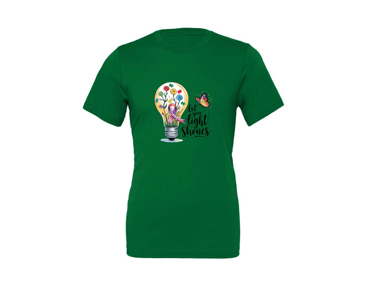 brand:Generic|color:Kelly|Autism Awareness Let Your Light Shine Graphic T-Shirt